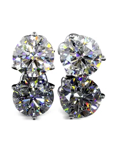 Jewels Aficionado 14k White Gold Diamond Stud Earrings In Silver