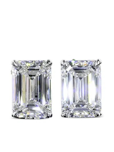 Jewels Aficionado 14k White Gold Diamond Stud Earrings In Silver