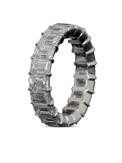 Jewels Aficionado 14k White Gold Eternity Diamond Ring In Silver