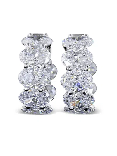 Jewels Aficionado 14k White Gold Huggie Diamond Earrings In Metallic