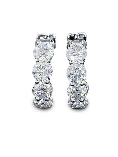 Jewels Aficionado 14k White Gold Huggie Earrings In Metallic