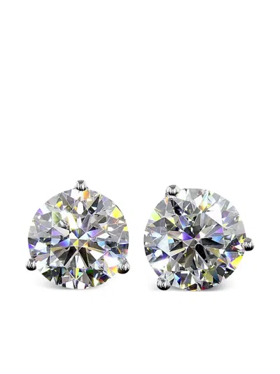 Jewels Aficionado 14k White Gold Stud Diamond Earrings In Silver