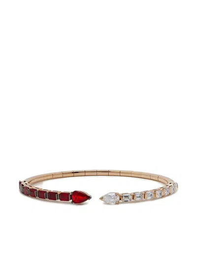 Jewels Aficionado 18k Rose Gold Diamond Ruby Cuff