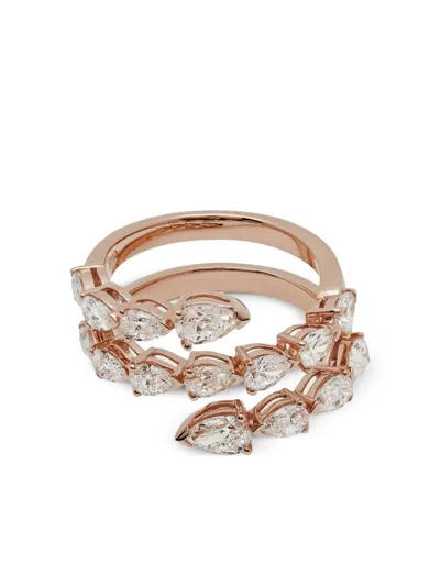 Jewels Aficionado 18k Rose Gold Diamond Twist Ring In Pink