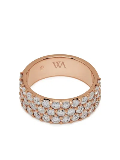 Jewels Aficionado 18k Rose Gold Three-row Diamond Ring In Pink