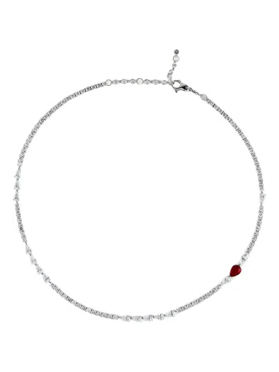 Jewels Aficionado 18k White Gold Diamond And Ruby Necklace