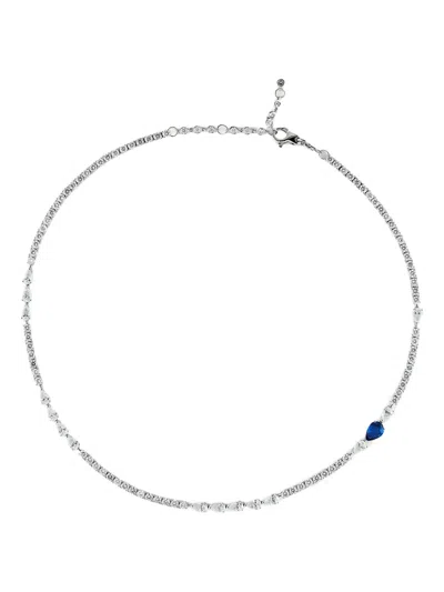 Jewels Aficionado 18k White Gold Diamond And Sapphire Necklace