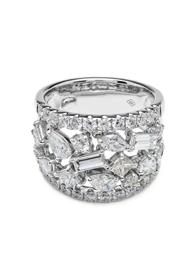 Jewels Aficionado 18k White Gold Diamond Cocktail Ring In Silver
