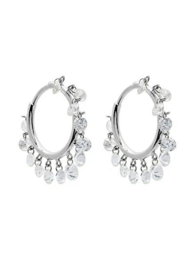 Pre-owned Jewels Aficionado 18k White Gold Diamond Hoops In Silver