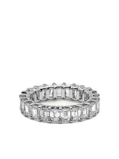 Jewels Aficionado 18k White Gold Eternity Band Diamond Ring In Silver