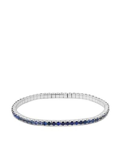 Jewels Aficionado 18k White Gold Ombré Sapphire Bracelet In Metallic