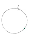 Jewels Aficionado 18k White Gold Tennis Diamond And Emerald Necklace
