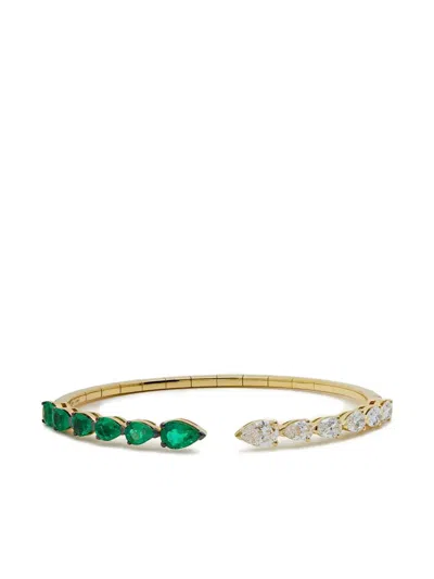 Jewels Aficionado 18k Yellow Gold Diamond And Emerald Bracelet