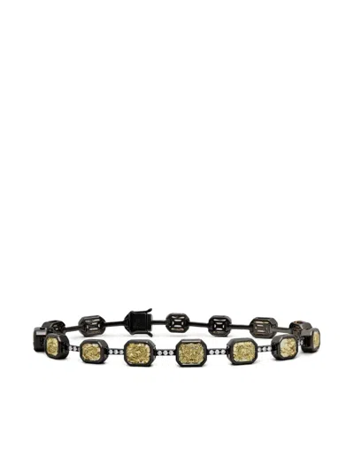 Jewels Aficionado 18k Yellow Gold Embellished Diamond Bracelet In Black