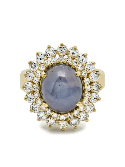 Jewels Aficionado 18k Yellow Gold Embellished Sapphire And Diamond Ring