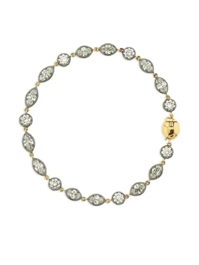 Jewels Aficionado 18k Yellow Gold Multi-cut Diamond Bracelet