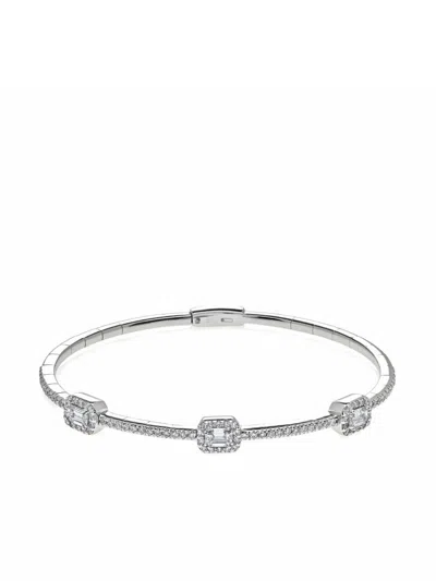 Jewels Aficionado 18kt White Gold Diamond Bangle Bracelet In Silver