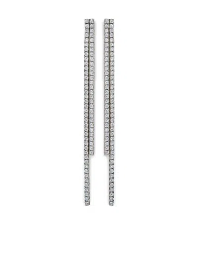 Jewels Aficionado 18kt White Gold Diamond Drop Earrings In Silver