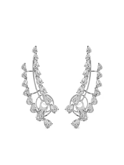 Jewels Aficionado 18kt White Gold Diamond Ear Cuffs In Silver
