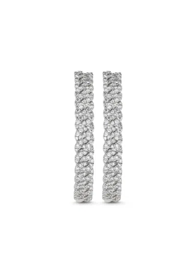 Jewels Aficionado 18kt White Gold Diamond Large Hoop Earrings In Silver