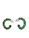 Jewels Aficionado 18kt White Gold Emerald And Diamond Hoop Earrings In Silver