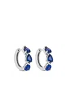 Jewels Aficionado 18kt White Gold Huggies Sapphire Earrings In 银色