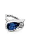 Jewels Aficionado 18kt White Gold Mika Sapphire Pinky Ring In Silver