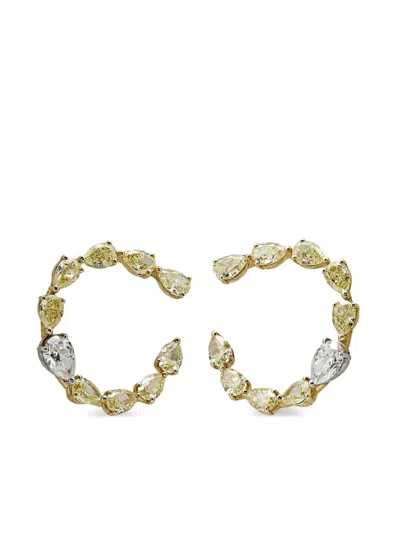 Jewels Aficionado 18kt Yellow Gold Diamond Hoop Earrings