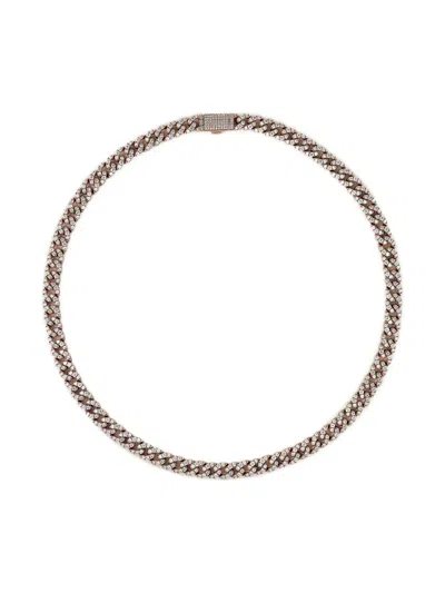 Pre-owned Jewels Aficionado Diamond Cuban Link Necklace In Pink