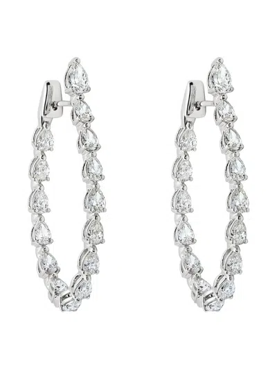 Pre-owned Jewels Aficionado Diamond Hoop Earrings In Silver
