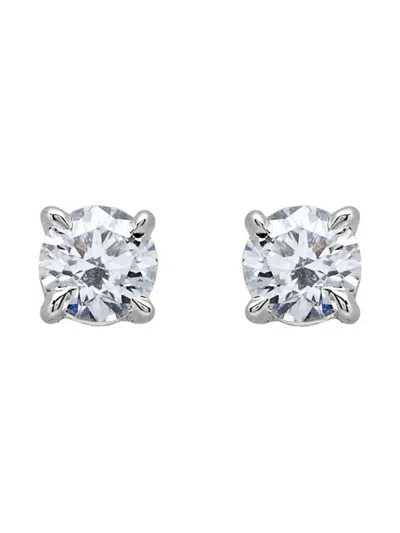 Pre-owned Jewels Aficionado Diamond Stud Earrings In Silver