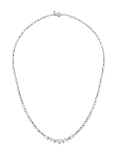 Pre-owned Jewels Aficionado Diamond Tennis Necklace In Silver