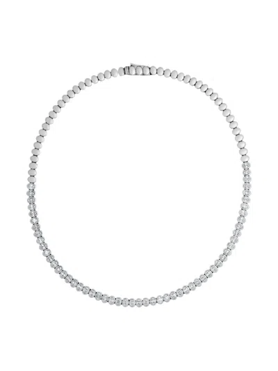 Pre-owned Jewels Aficionado Diamond Tennis Necklace In Silver