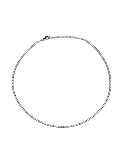 Pre-owned Jewels Aficionado Estelle Diamond Tennis Necklace In Silver