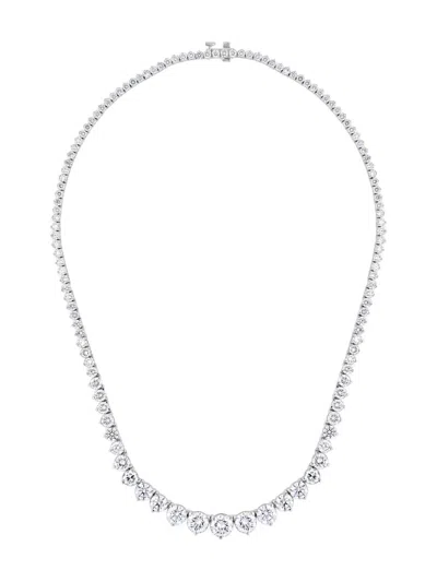 Pre-owned Jewels Aficionado Riviera Diamond Tennis Necklace In Silver
