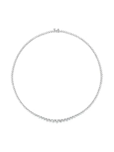 Pre-owned Jewels Aficionado Riviera Diamond Tennis Necklace In Silver