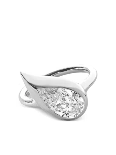 Jewels Aficionado Small 14k White Gold Mika Diamond Pinky Ring