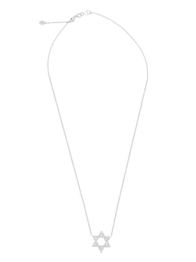 Jewels Aficionado X Sammy Jacqueline 18kt White Gold Star Of David Diamond Necklace In Silver