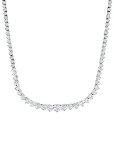 Jewels By Viomo 14k 10.02 Ct. Tw. Diamond Graduated Tennis Necklace In Metallic