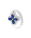 Jewels By Viomo 14k 2.47 Ct. Tw. Diamond & Sapphire Dangle Flower Ring