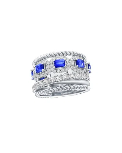 Jewels By Viomo 14k 3.51 Ct. Tw. Diamond & Sapphire Ring In Metallic