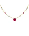 Jewels By Viomo 14k 5.52 Ct. Tw. Diamond & Ruby Necklace In Red