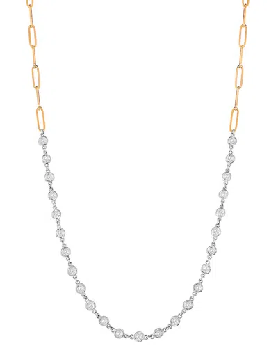 Jewels By Viomo 14k Rose Gold 1.25 Ct. Tw. Diamond By The Yard Paperclip Necklace In Multi