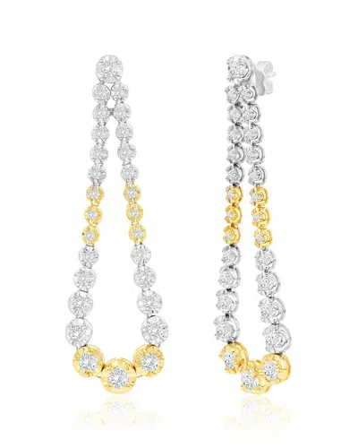 Jewels By Viomo 14k Two-tone 3.02 Ct. Tw. Diamond Long Earrings In Multi