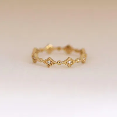 Pre-owned Jewels Empire 0.08 Carat Round Diamond Vintage Art Deco Wedding Ring Solid 14k Yellow Gold In F