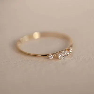 Pre-owned Jewels Empire 0.11 Carat Marquise Cut Diamond Minimalist Simple Wedding Ring 14k Yellow Gold In F