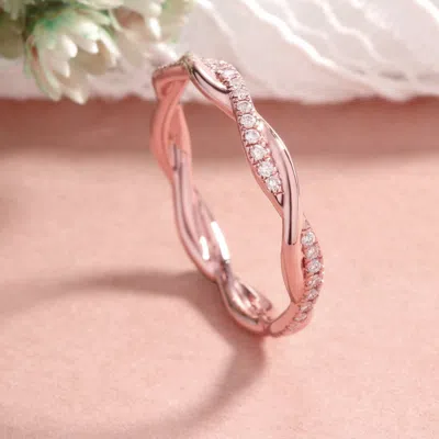 Pre-owned Jewels Empire Infinity Twisted 0.30ct Round Diamond Pave Set Wedding Ring 14k Rose Gold In F