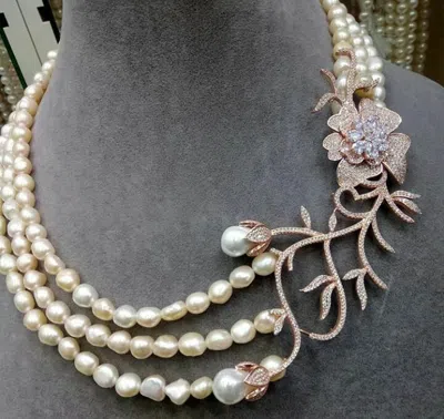 Pre-owned Jewelsfromistanbul 925 Sterling Silver Pearl Rose Plated Turkish Jewelery Ottoman Style Necklace In White