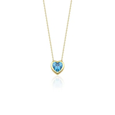 Jewelsty Fine Jewelry Women's Blue / Gold Light Blue Heart Pendant Necklace In Multi