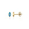 Jewelsty Fine Jewelry Women's Blue / Gold Mini Ocean Blue Evil Eye Studs
